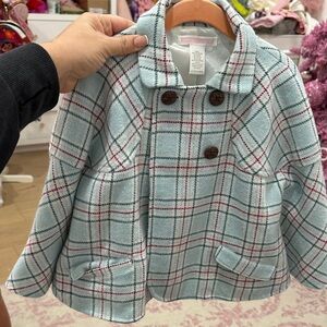 Janie and Jack Blue Plaid Pea Coat